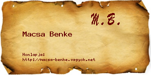 Macsa Benke névjegykártya